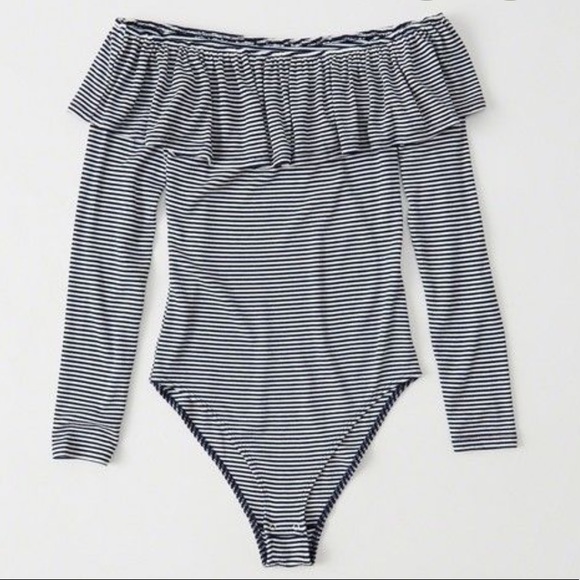 Abercrombie Women’s Off-Shoulder Striped Bodysuit - Picture 1 of 8
